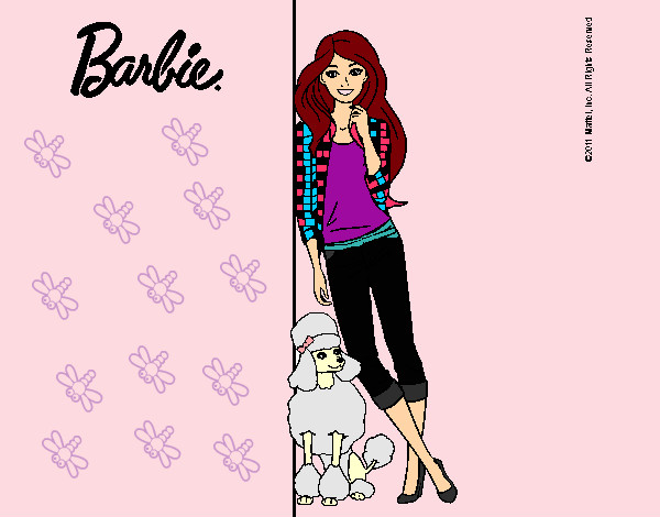 Dibujo Barbie con cazadora de cuadros pintado por Nereals