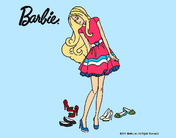 Dibujo Barbie y su colección de zapatos pintado por Nereals