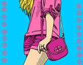 Dibujo Chica con bolso pintado por Ally12