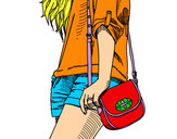 Dibujo Chica con bolso pintado por DaniReales