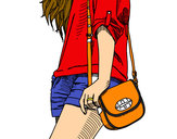 Dibujo Chica con bolso pintado por derpy