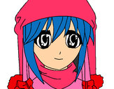 Dibujo Chica con gorro pintado por trolling