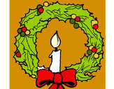 Dibujo Corona de navidad y una vela pintado por diaroma