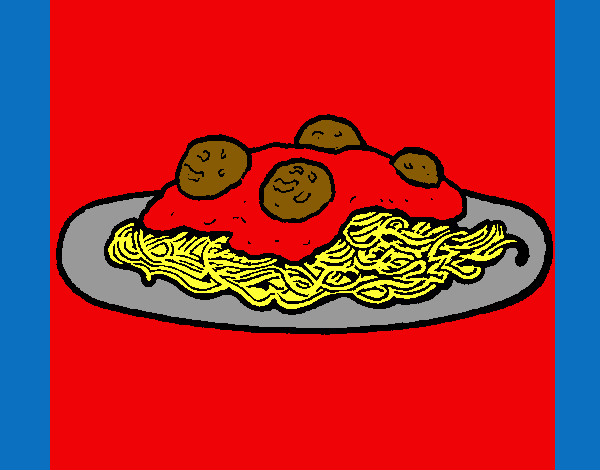 Dibujo Espaguetis con carne pintado por Nicomenya