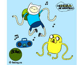 Dibujo Finn y Jake escuchando música pintado por Fionna-xD