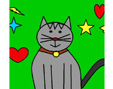 Dibujo Gato con estrellas pintado por zzza