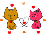 Dibujo Gatos enamorados pintado por rosa56432