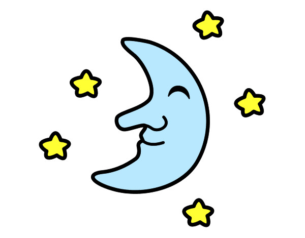 Dibujo Luna con estrellas pintado por Kime