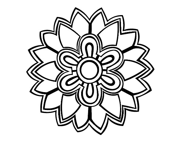 Dibujo Mándala con forma de flor weiss pintado por micaela11