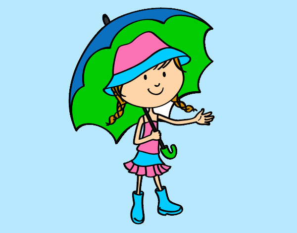 Dibujo Niña con paraguas pintado por carmenjuan