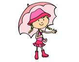 Dibujo Niña con paraguas pintado por Lulita102