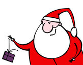 Dibujo Papa Noel con un regalo pintado por ikernmm
