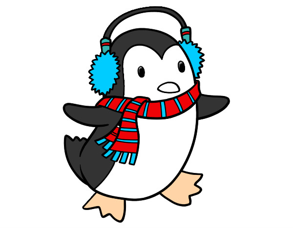 Dibujo Pingüino con bufanda pintado por luna235