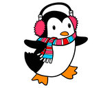 Dibujo Pingüino con bufanda pintado por princesas2