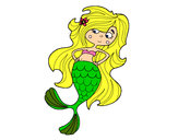 Dibujo Sirena con los brazos en la cardera pintado por tyanf  