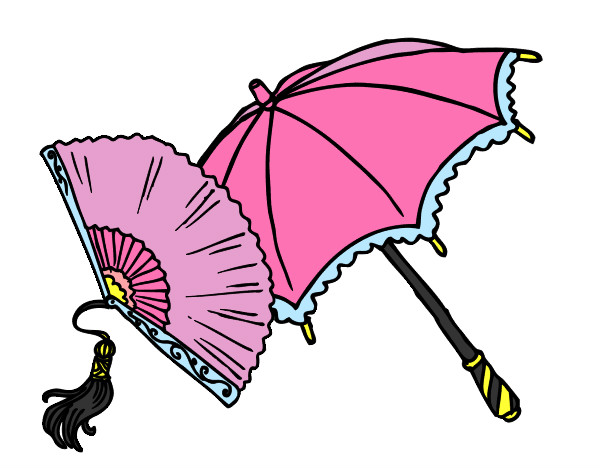 Dibujo Abanico y paraguas pintado por lindazilo