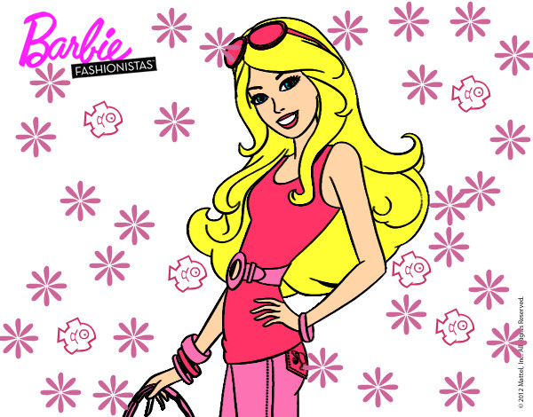 Dibujo Barbie casual pintado por montse1