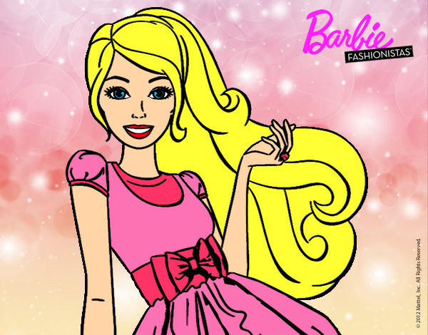 Dibujo Barbie con su vestido con lazo pintado por Lucia04