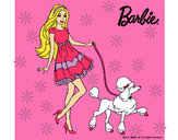 Dibujo Barbie paseando a su mascota pintado por montse1