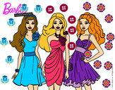 Dibujo Barbie y sus amigas vestidas de fiesta pintado por montse1