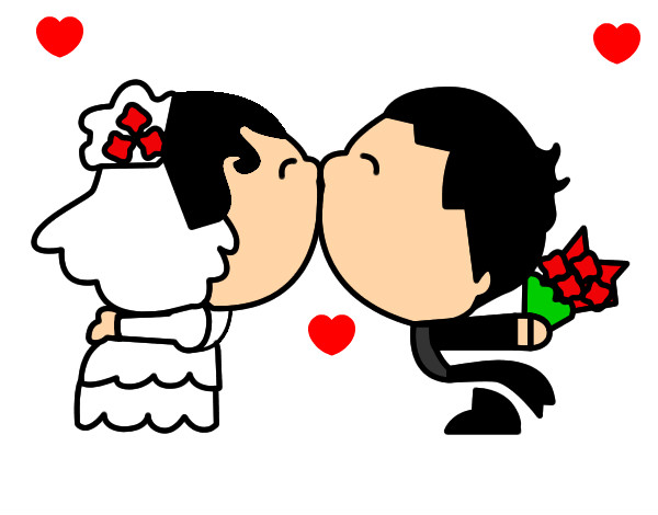 Dibujo Beso de recién casados pintado por aidee25