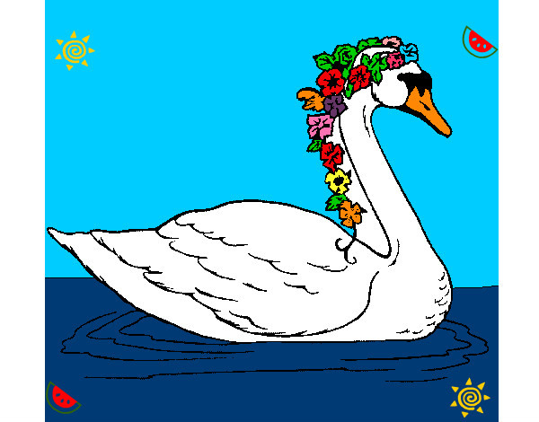 Cisne con flores