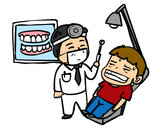 Dibujo Dentista con paciente pintado por -lagatita-