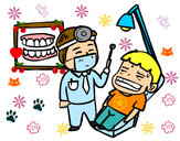 Dibujo Dentista con paciente pintado por rockerita
