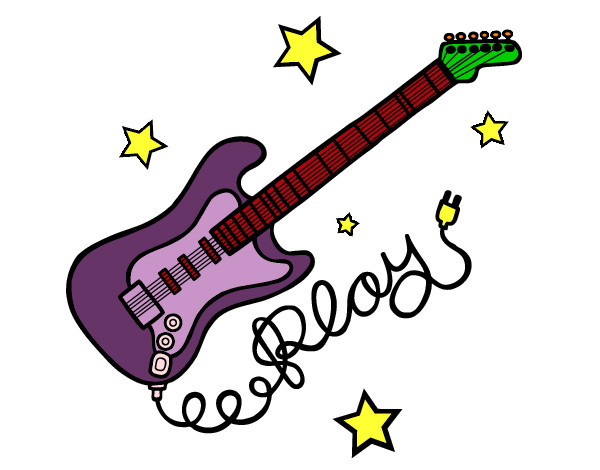 Dibujo Guitarra y estrellas pintado por AndresO