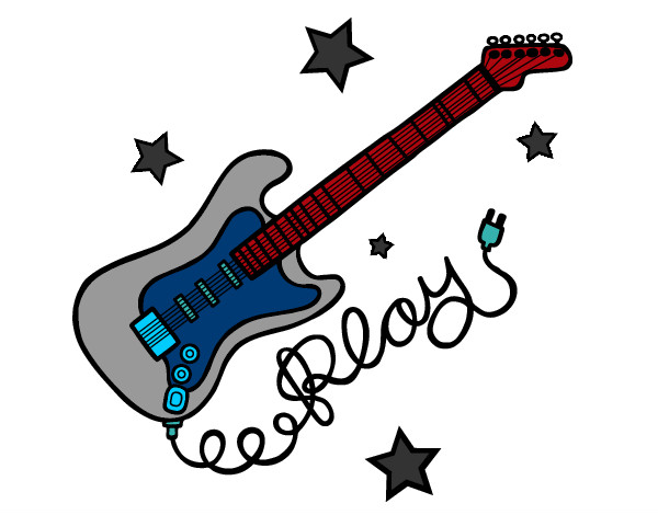 Dibujo Guitarra y estrellas pintado por didiercini