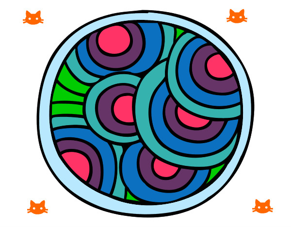 Dibujo Mandala circular pintado por -lagatita-