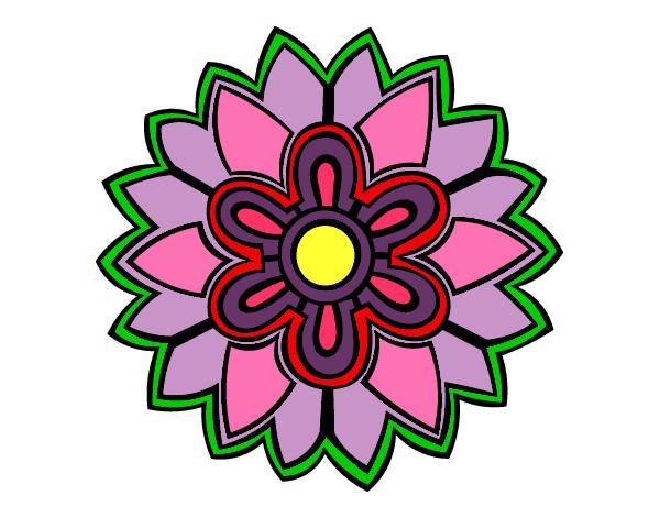Dibujo Mándala con forma de flor weiss pintado por lindazilo