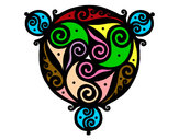 Dibujo Mandala con tres puntas pintado por alegandro