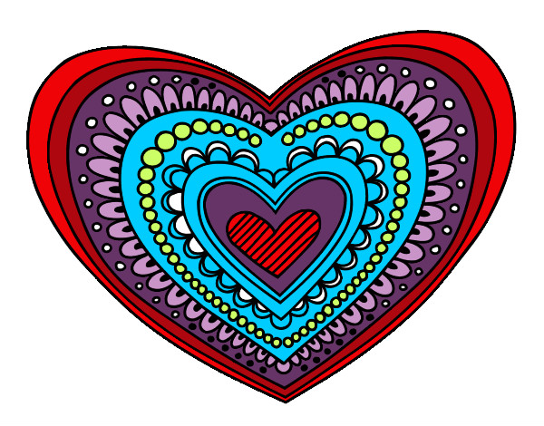 Dibujo Mandala corazón pintado por lindazilo