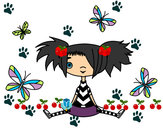 Dibujo Niña con mariposas pintado por rockerita