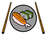 Dibujo Plato de Sushi pintado por -lagatita-
