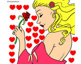 Dibujo Princesa con una rosa pintado por Cale