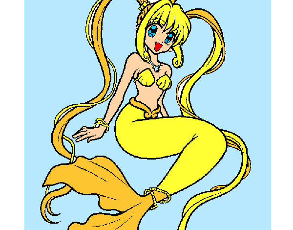 Dibujo Sirena con perlas pintado por cotiza