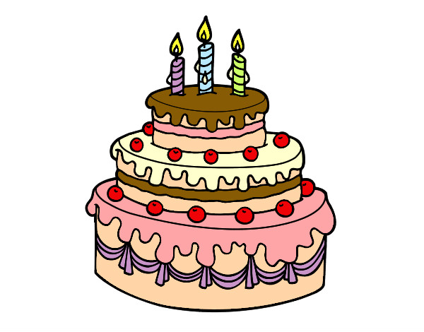 Dibujos de Tartas de cumpleaños para Colorear 