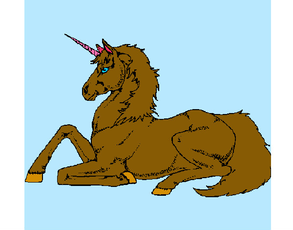 Dibujo Unicornio sentado pintado por luna235