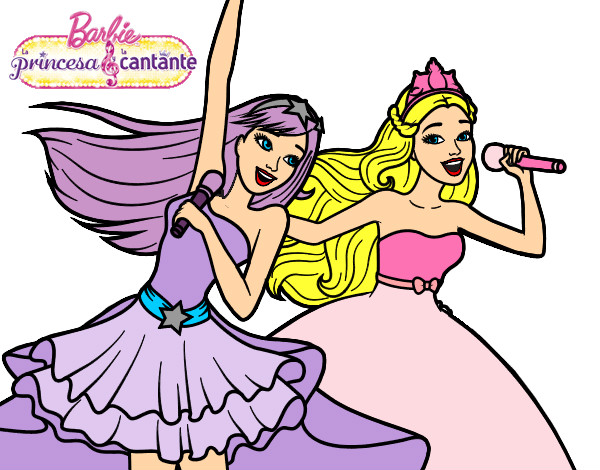 Barbie y la princesa cantando