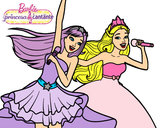 Dibujo Barbie y la princesa cantando pintado por asly13