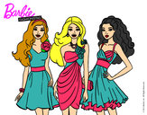 Dibujo Barbie y sus amigas vestidas de fiesta pintado por nikimva