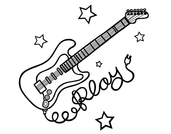 Dibujo Guitarra y estrellas pintado por JFEBOLI