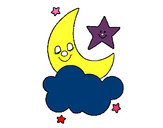 Dibujo Luna y estrellas pintado por lah_marcia