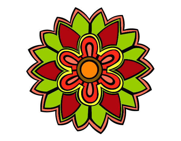 Dibujo Mándala con forma de flor weiss pintado por rocalas