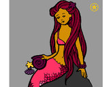 Dibujo Sirena con caracola pintado por yireth