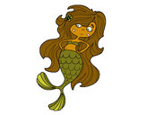 Dibujo Sirena con los brazos en la cardera pintado por yireth