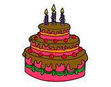 Dibujo Tarta de cumpleaños pintado por sarela