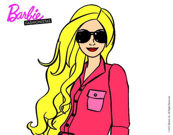 Dibujo Barbie con gafas de sol pintado por negritha